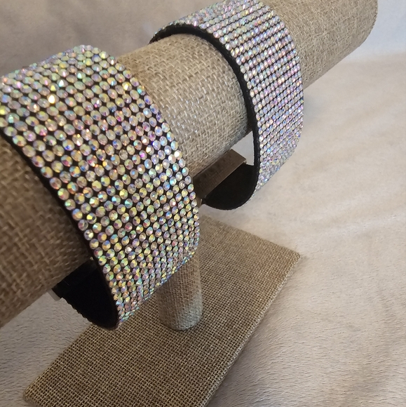 Glamourous Aurora Borealis Rhinestone Cuff Bracelets - Picture 3 of 3